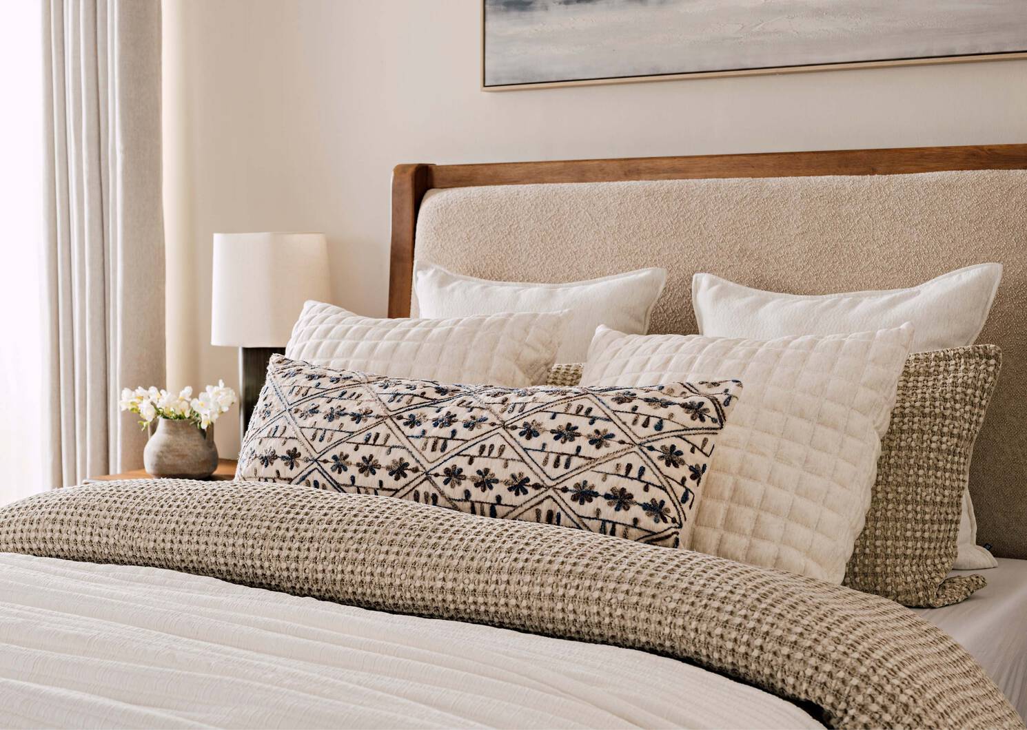 Aliz Embroidered Pillow 14x36 Iv/Multi