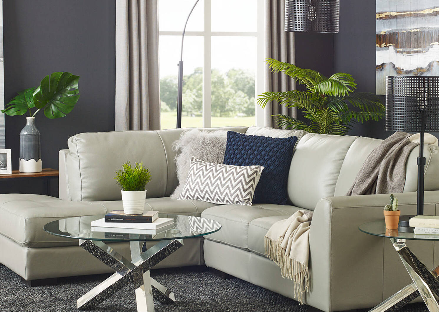 Boone Leather Condo Sofa Chaise -Do, LCF