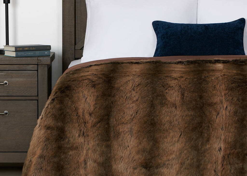 Fauna Faux Fur Bedspread - Sable