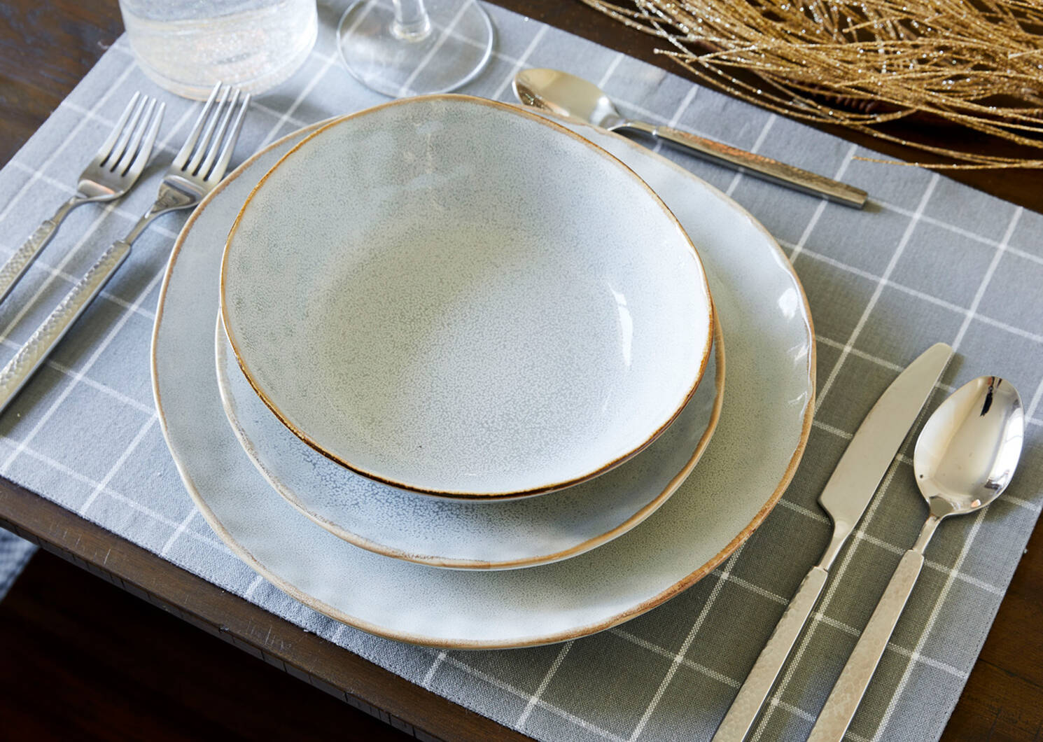 Westport Plaid Placemat Pebble/White