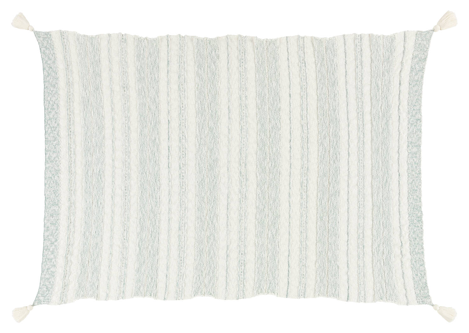 Rafe Cotton Striped Throw Ivory/Blue