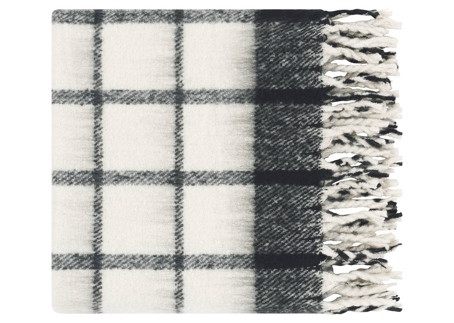 Remi Windowpane Plaid Throw Ivory/Bla