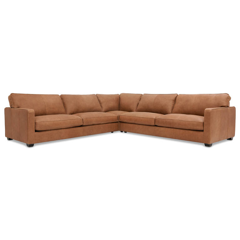 Burke Custom Leather Sectional, Full Grain Leather Sectional Canada