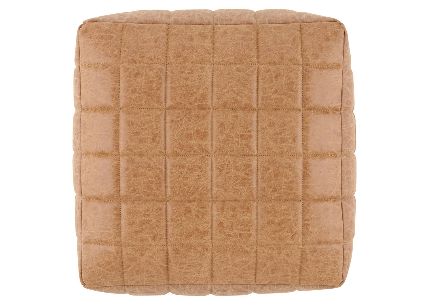 Renfrew Faux Leather Pouf Tan