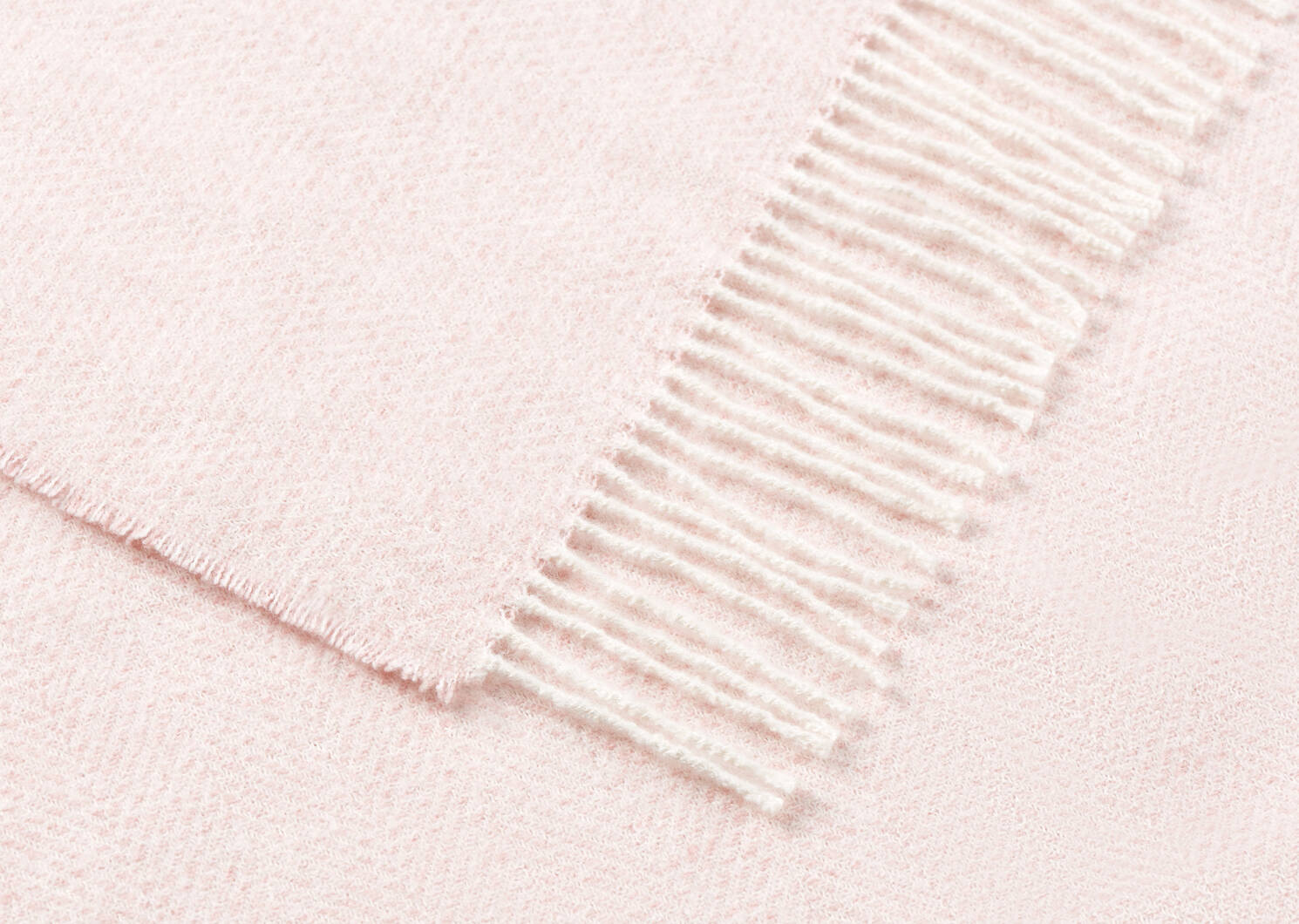 Bella Herringbone Throw Ivory/Pink