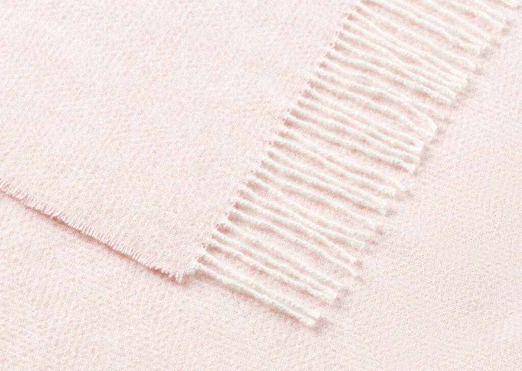 Bella Herringbone Throw Ivory/Pink