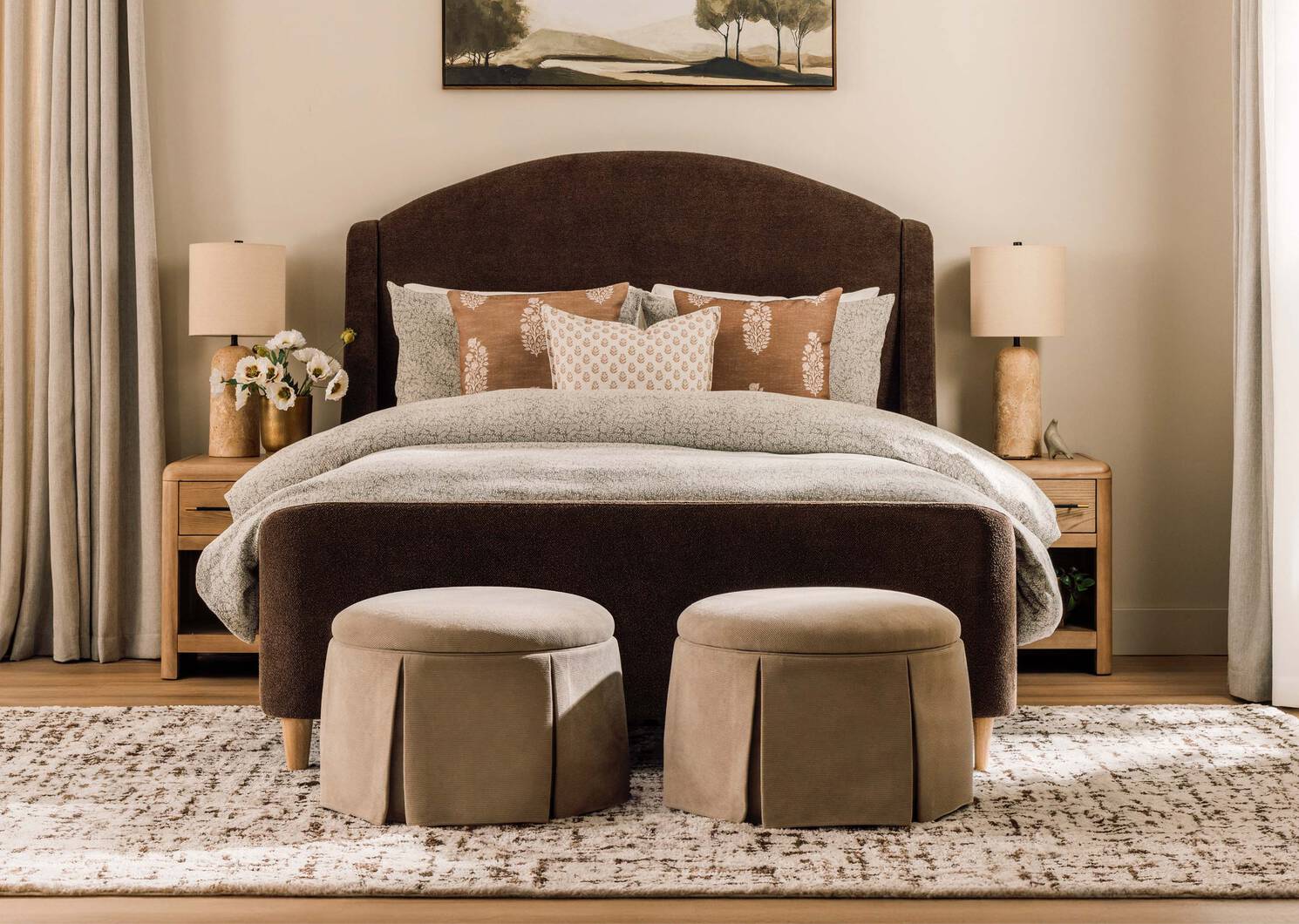 Catrin Cotton Duvet Set Queen Sage/Ivory