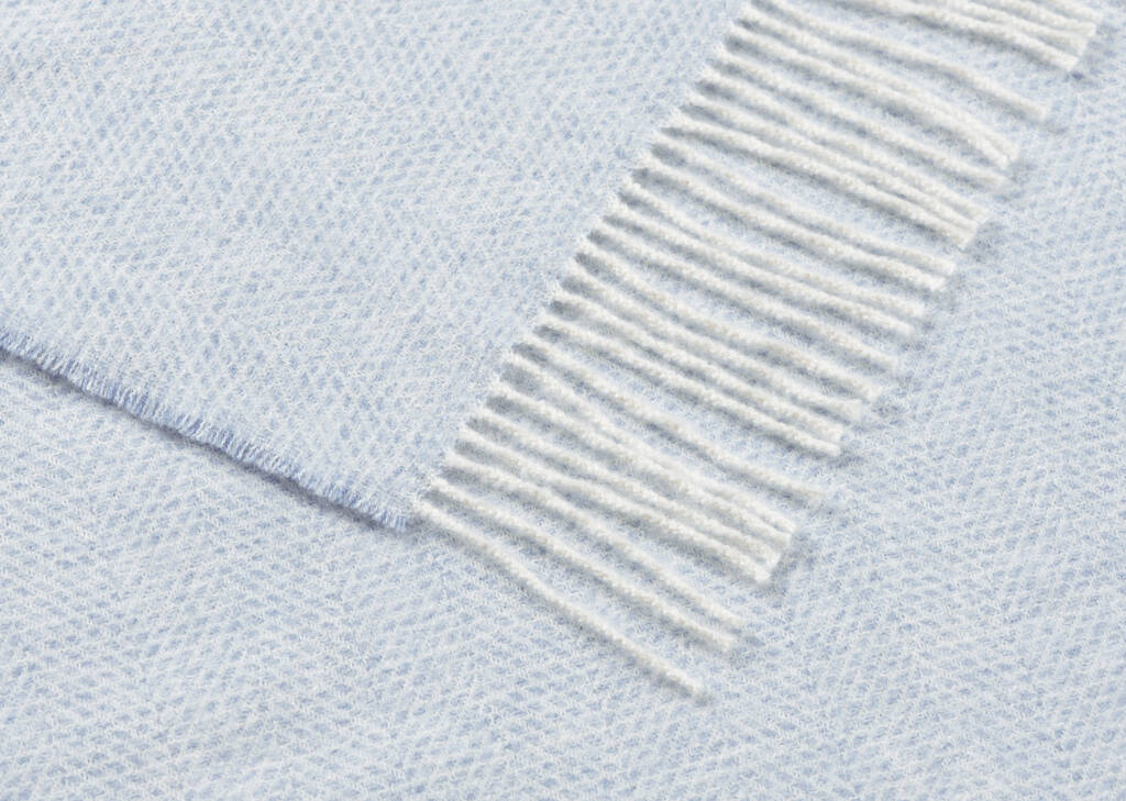 Bella Herringbone Throw Ivory/Blue