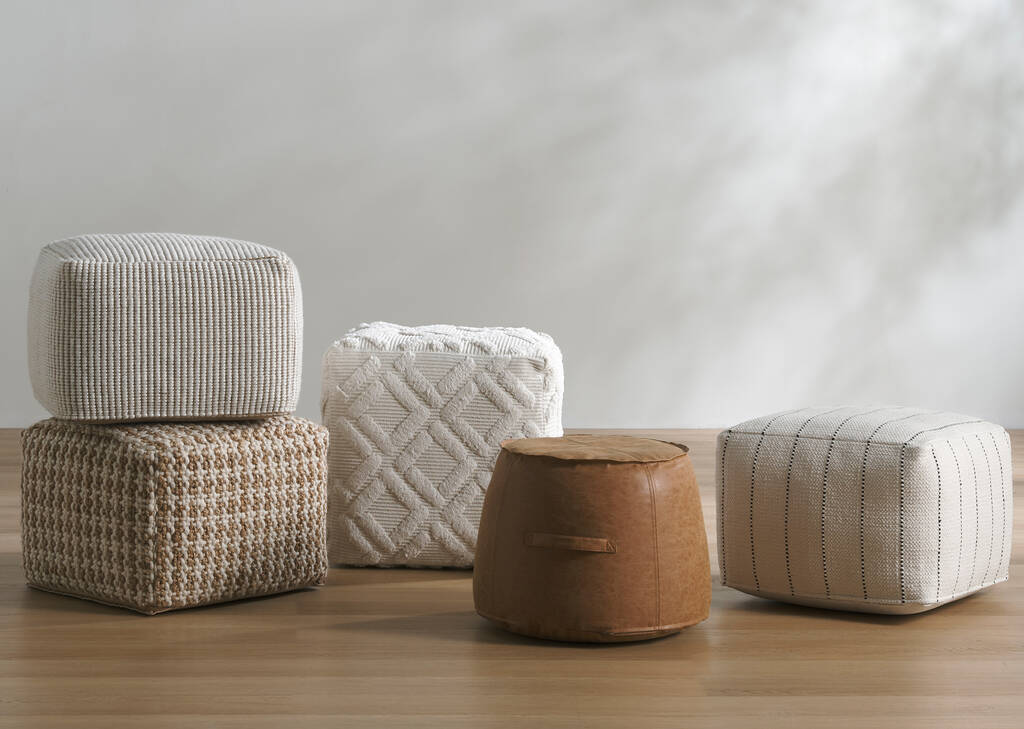 Magnus Faux Leather Pouf Tan