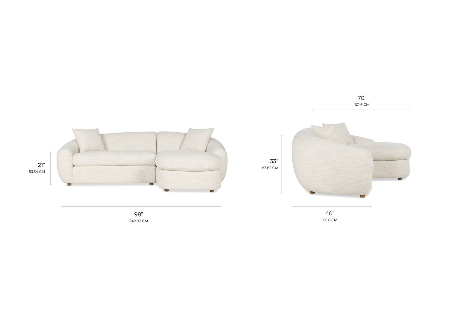 Ellison Sofa Chaise -Luly Ivory, RCF