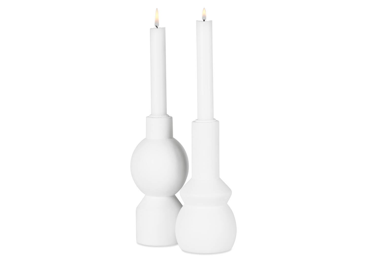 Ezio Candle Holder Wide White