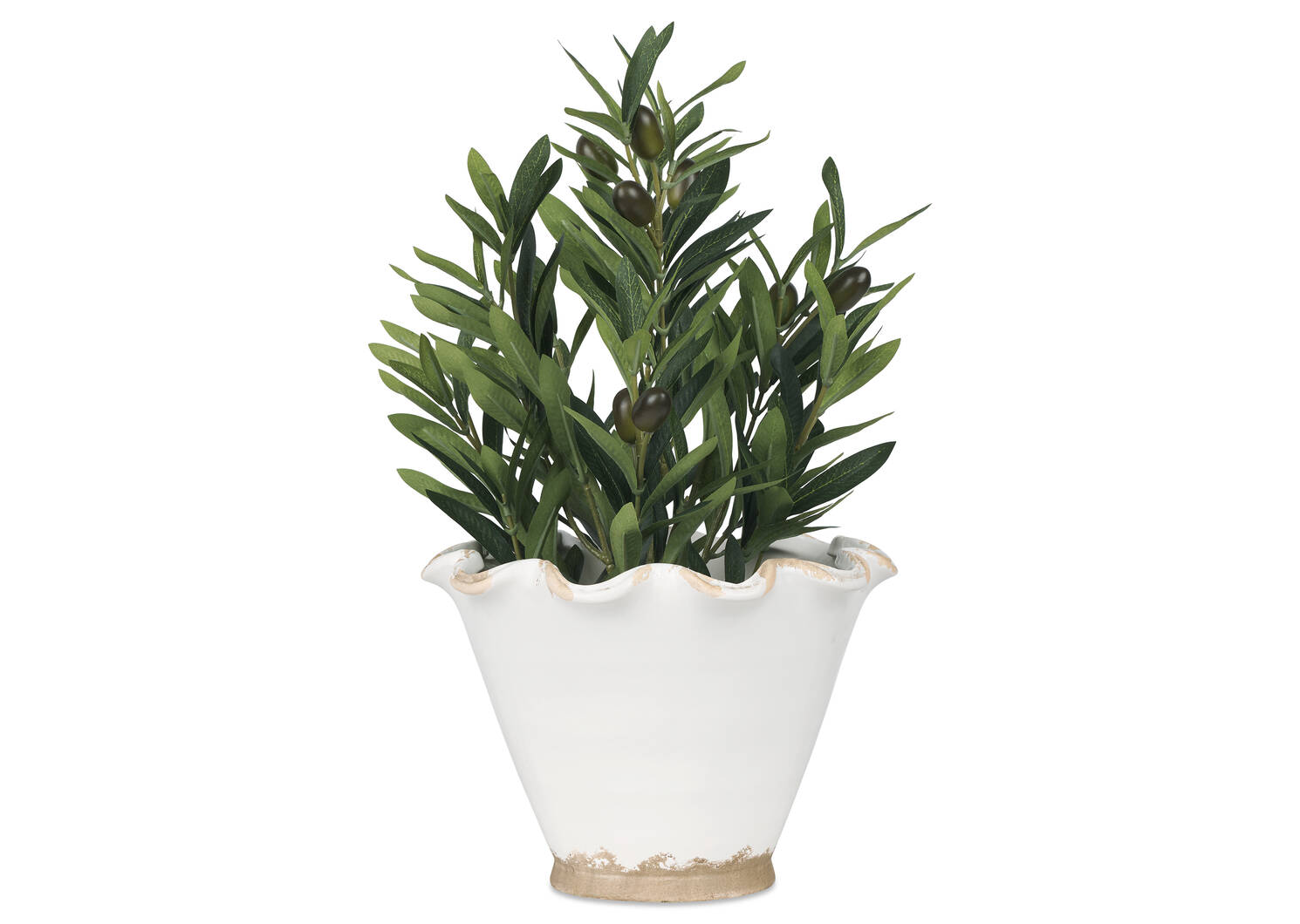 Grand cache-pot Ruffled blanc antique