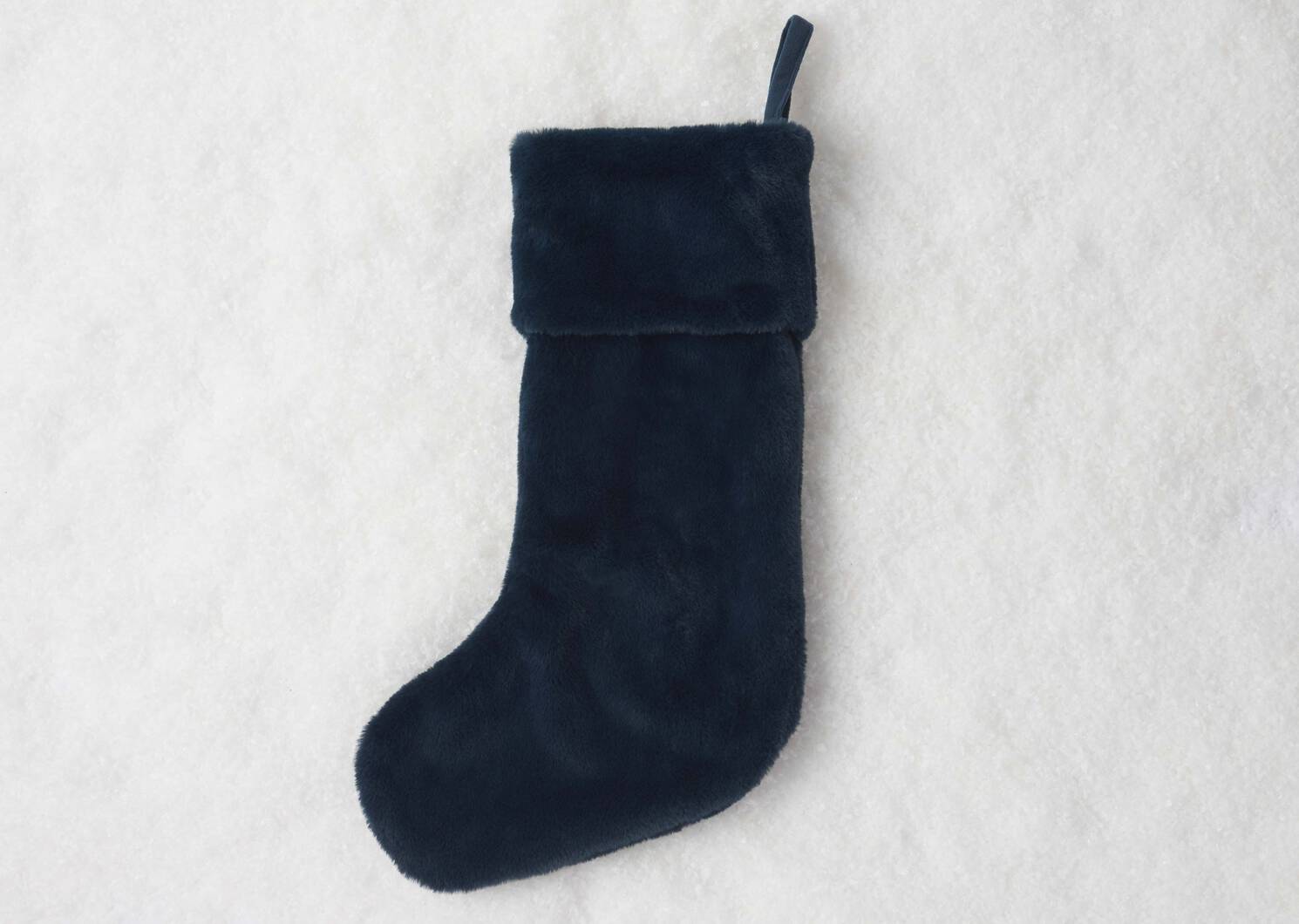 Flora Faux Fur Stocking Midnight