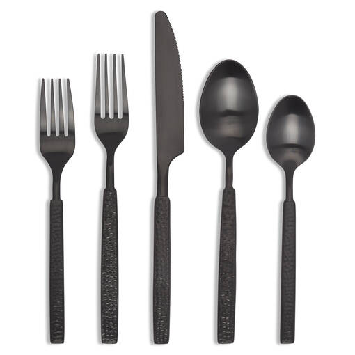 Hammered 5pc Cutlery Set Matte Black