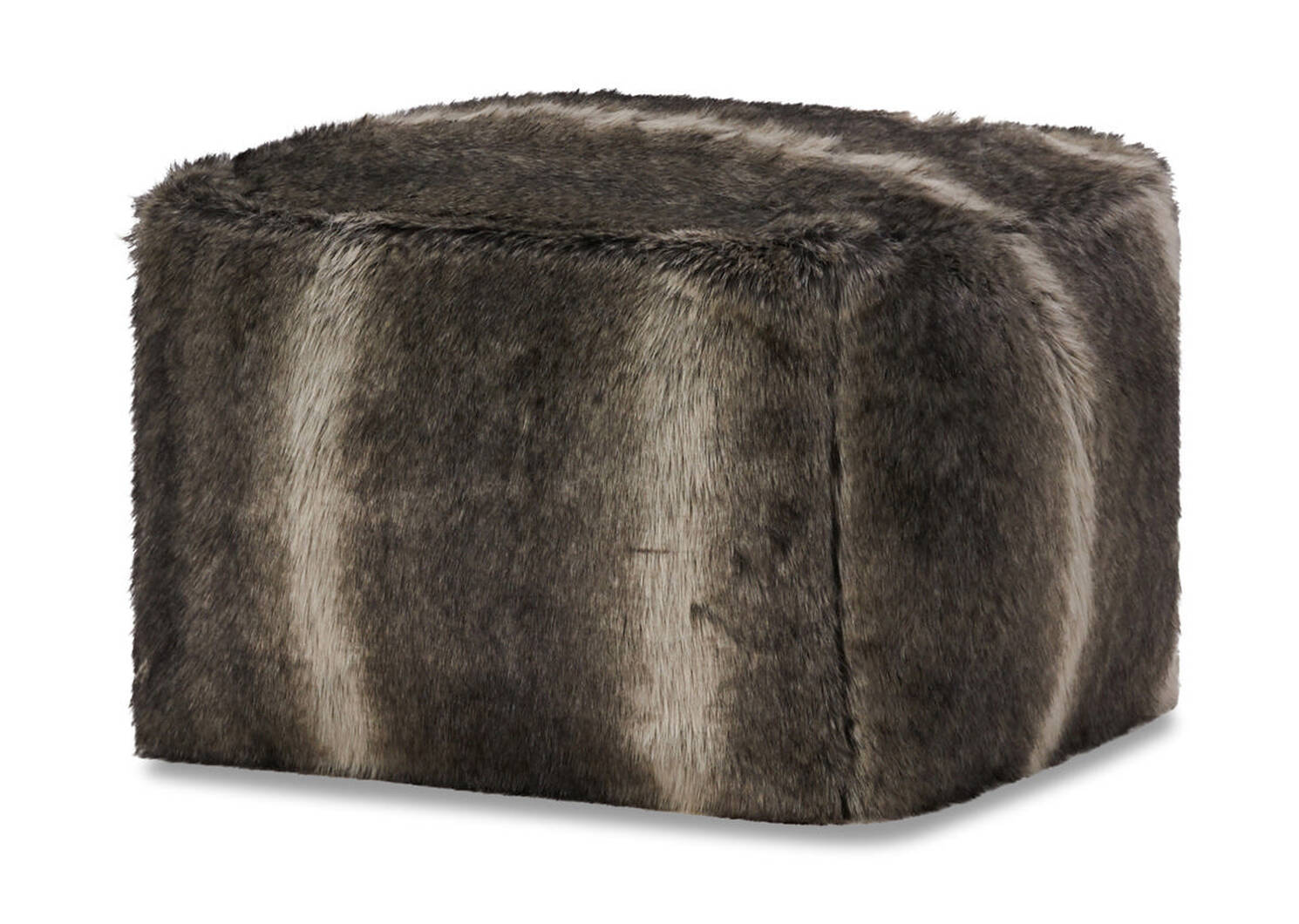 Pouf en fausse fourrure Fauna loup gris