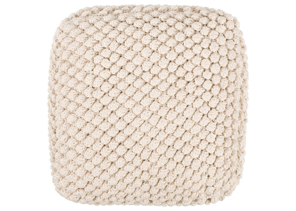 Pouf de coton en crochet Kerr ivoire
