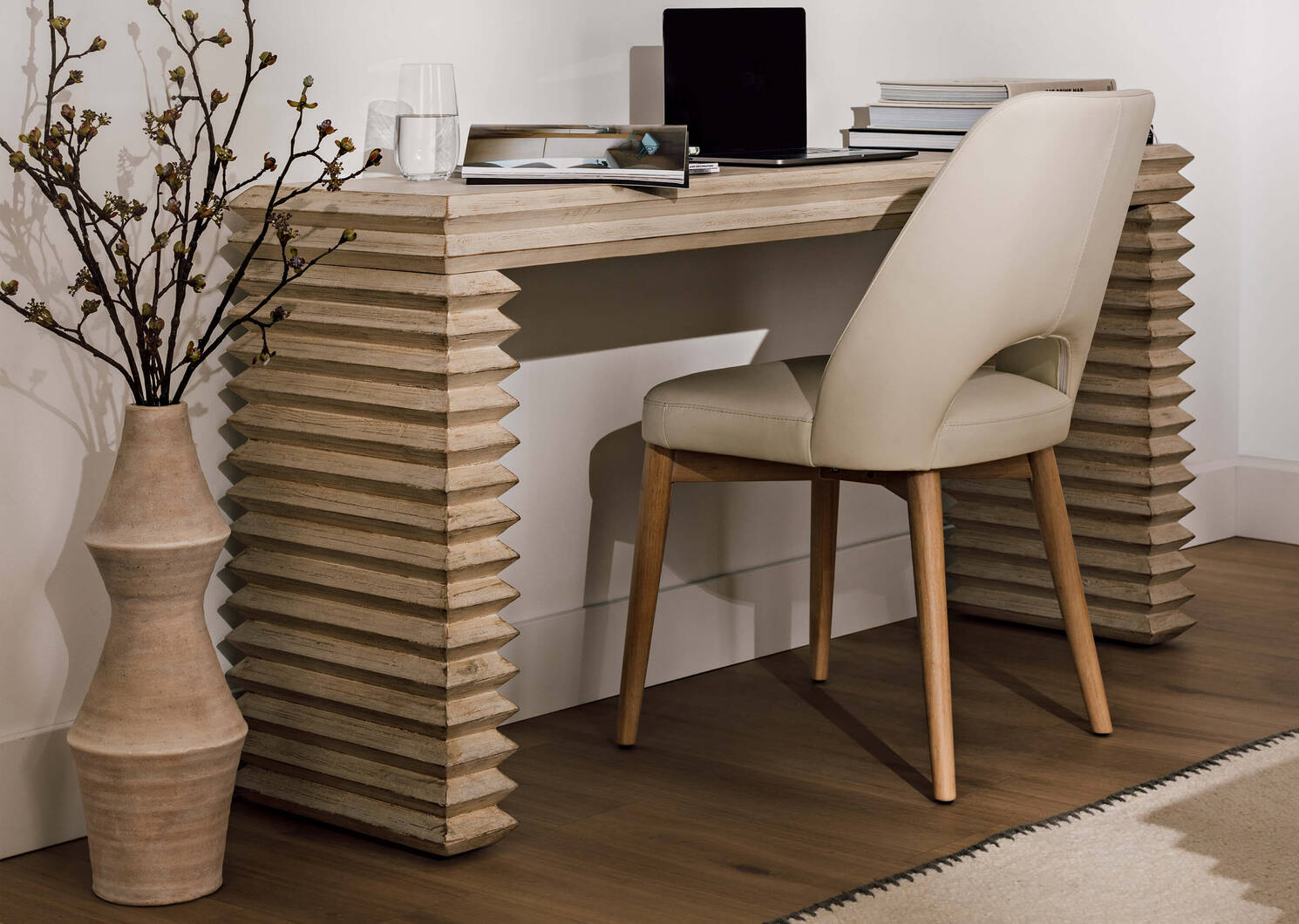 Avola Leather Dining Chair -Trina White