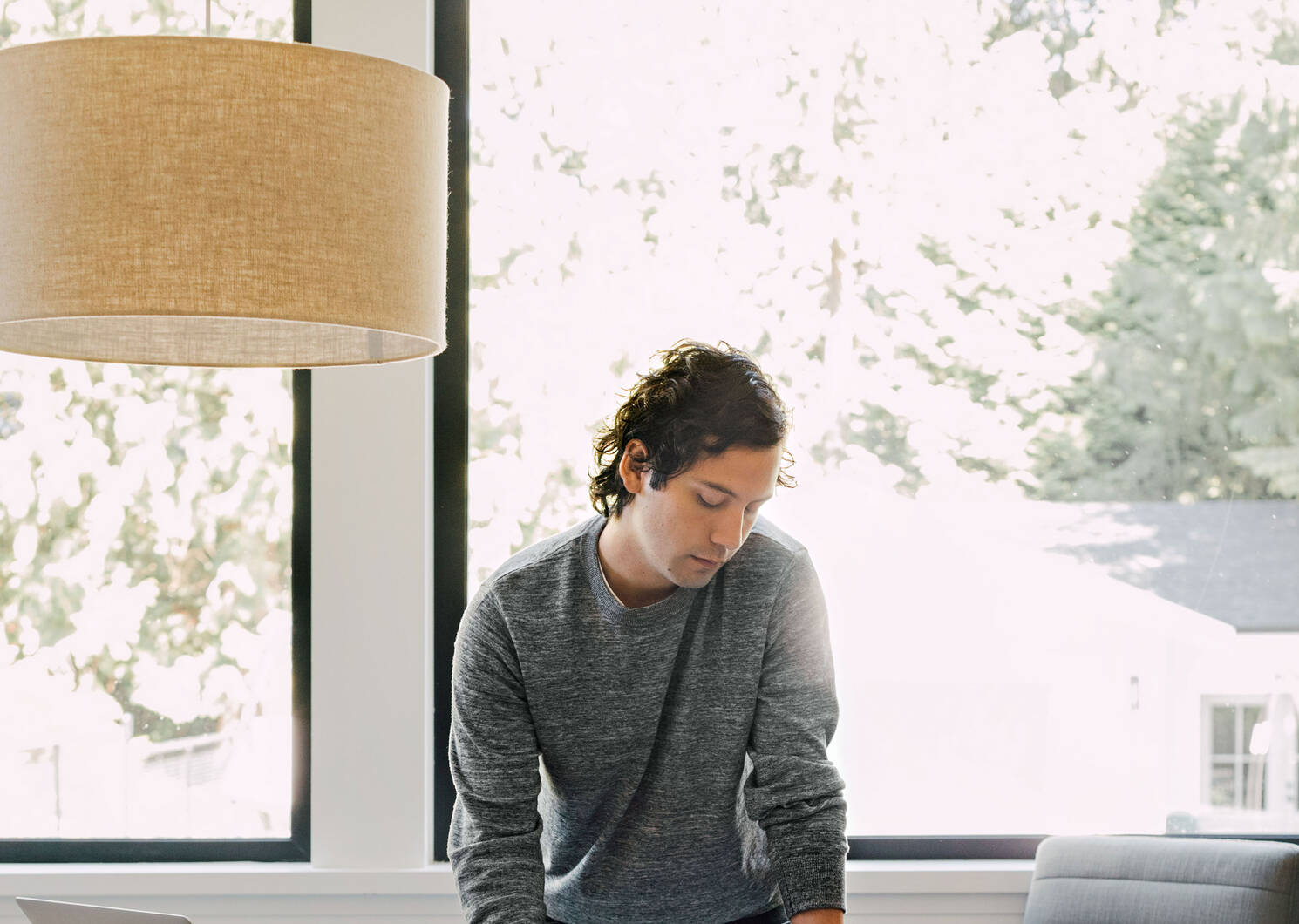 Lampe suspendue tambour Camila naturelle