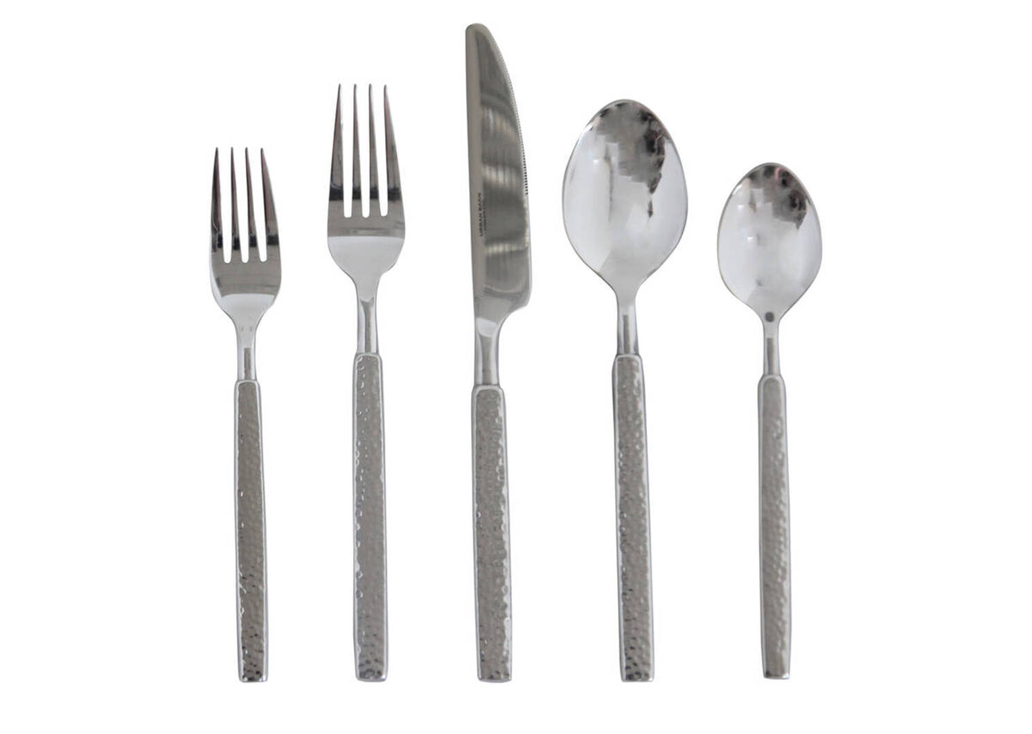 Hammered 5pc Cutlery Set Silver