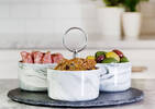 Carrara Bowls & Slate Tray Set Round