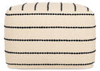 Furrow Cotton Pouf Ivory/Black
