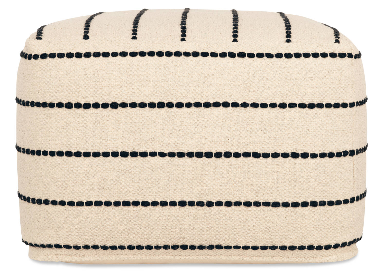 Pouf en coton Furrow ivoire/noir