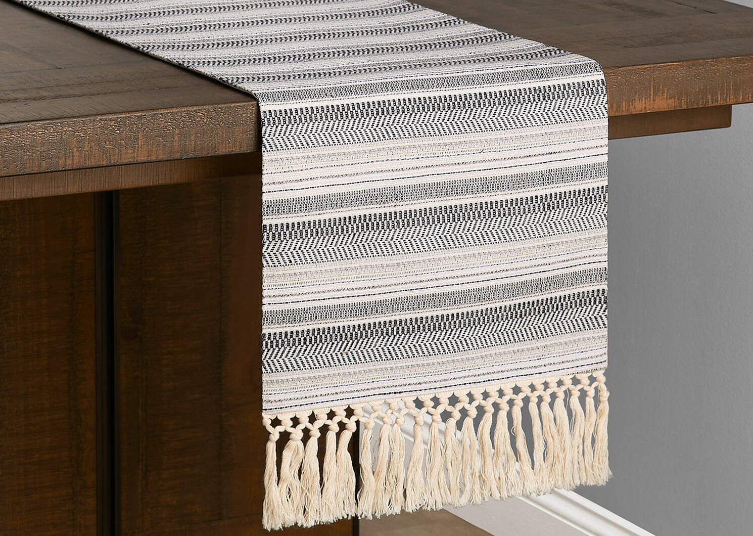 Jovie Stripe Table Runner White/Atlan