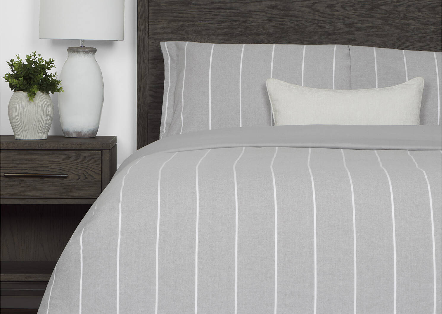 Palmas Striped Duvet Set Grey/White
