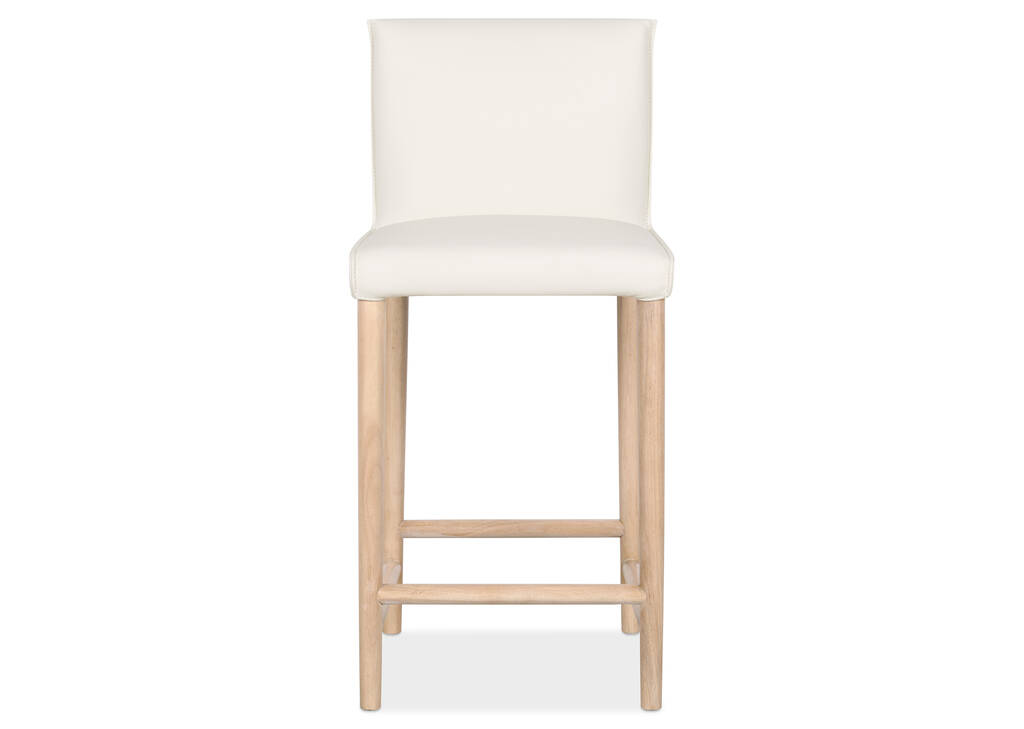Tabouret en cuir Marciona -Forega blanc