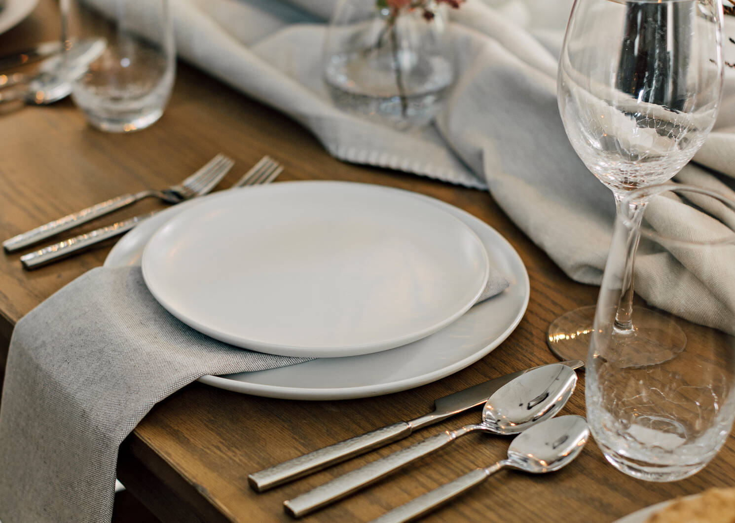 Hammered 5pc Cutlery Set Silver