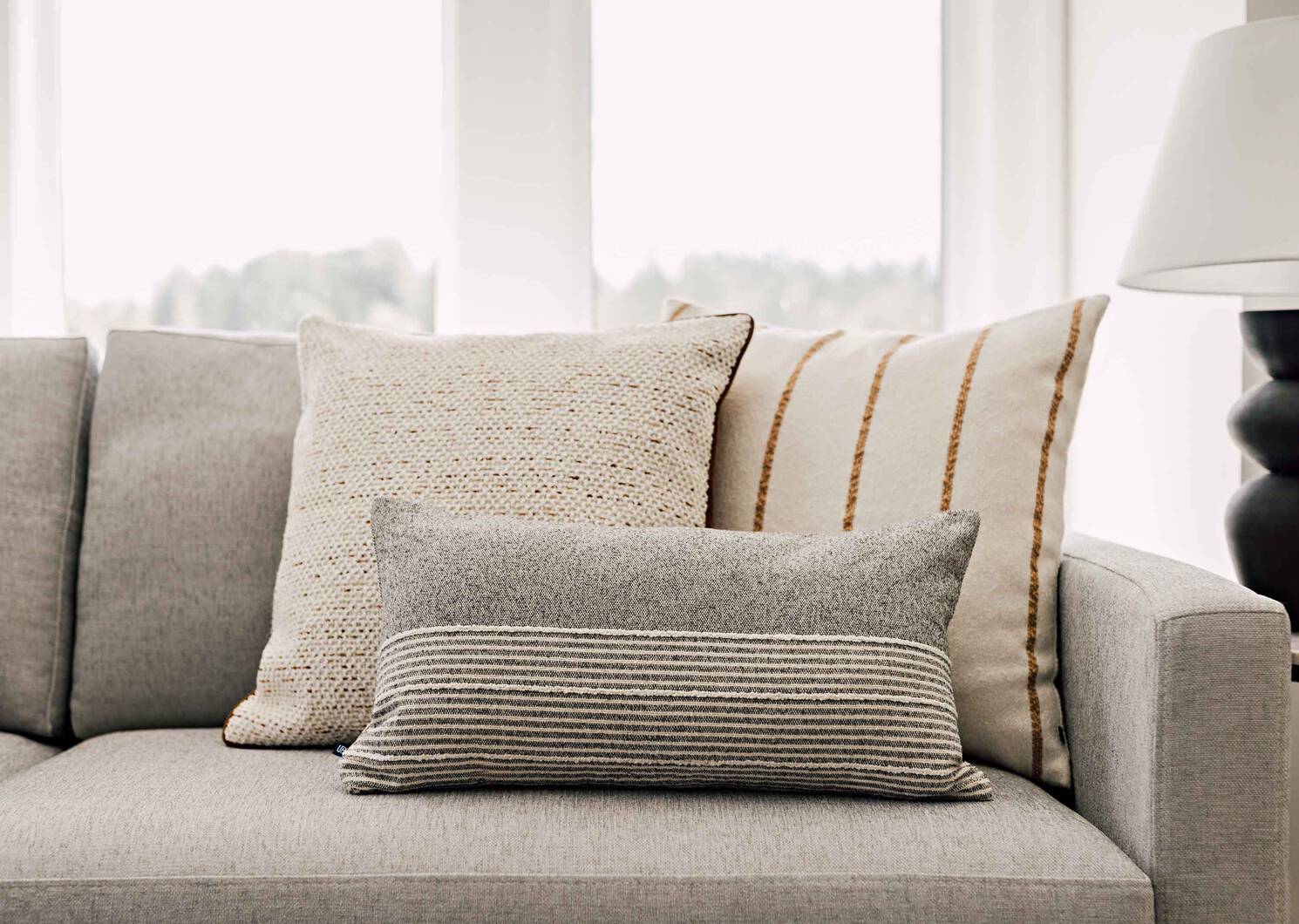 Avena Striped Pillow 20x20 Ivory/Caramel