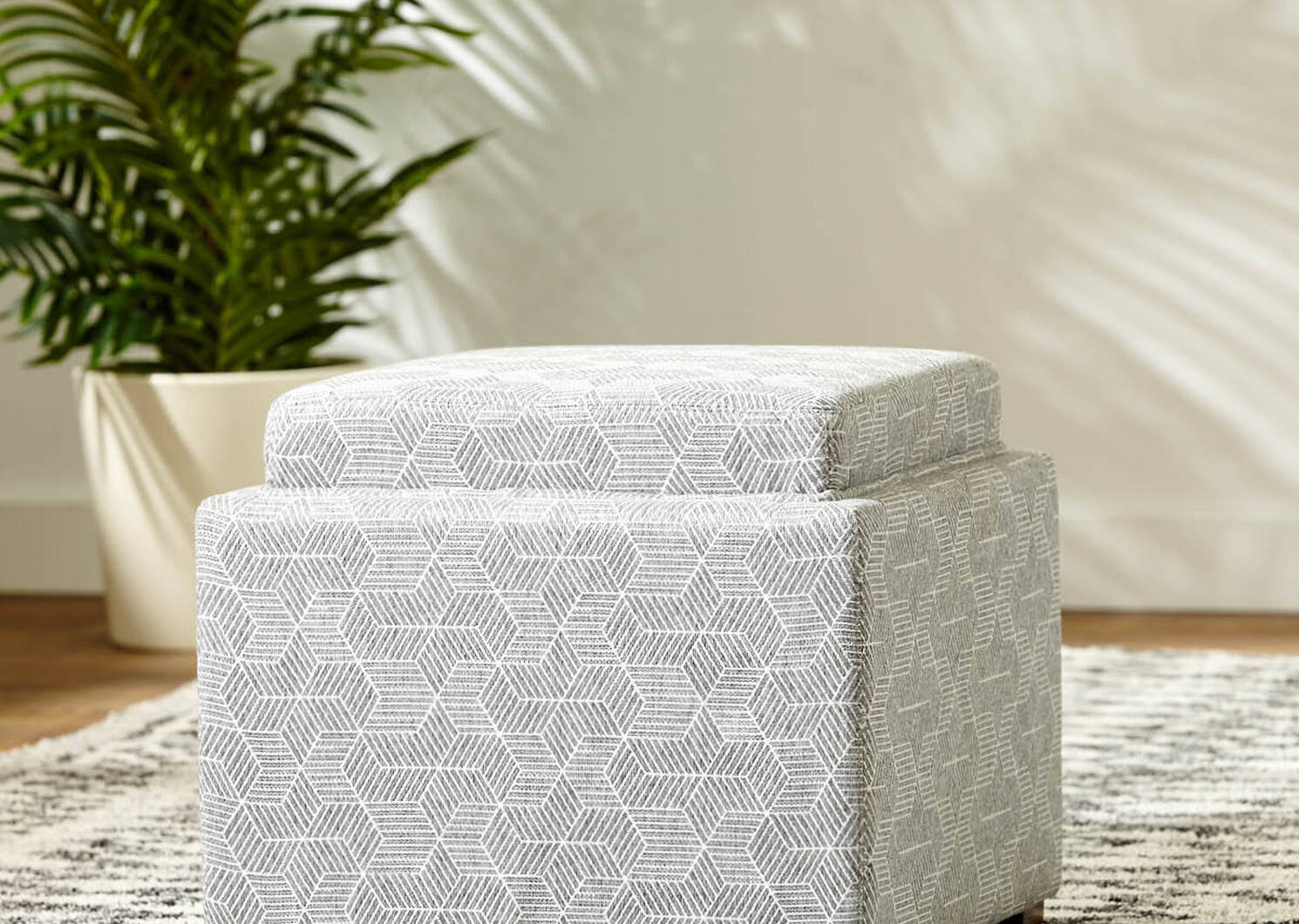 Fay Storage Ottoman -Hex Silver