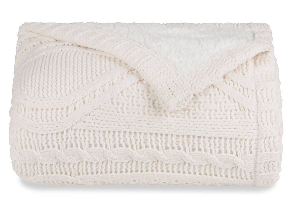 Lisette Sherpa Throw Ivory