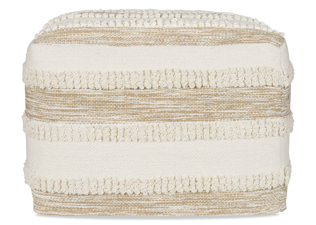 Murphy Stripe Pouf Ivory/Latte