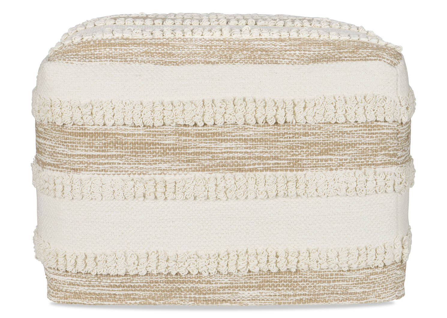 Murphy Stripe Pouf Ivory/Latte