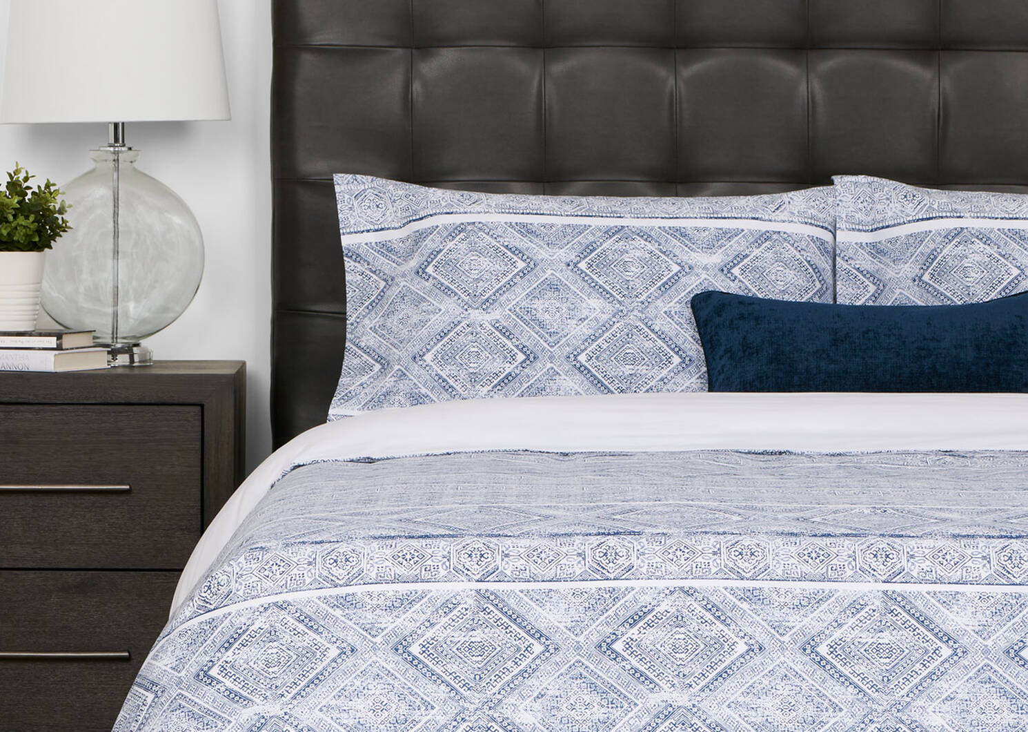 Kieran Duvet Set Queen Blue/White