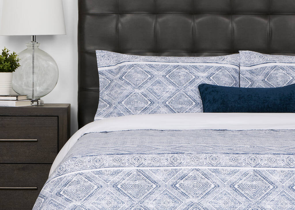 Kieran Duvet Set Queen Blue/White