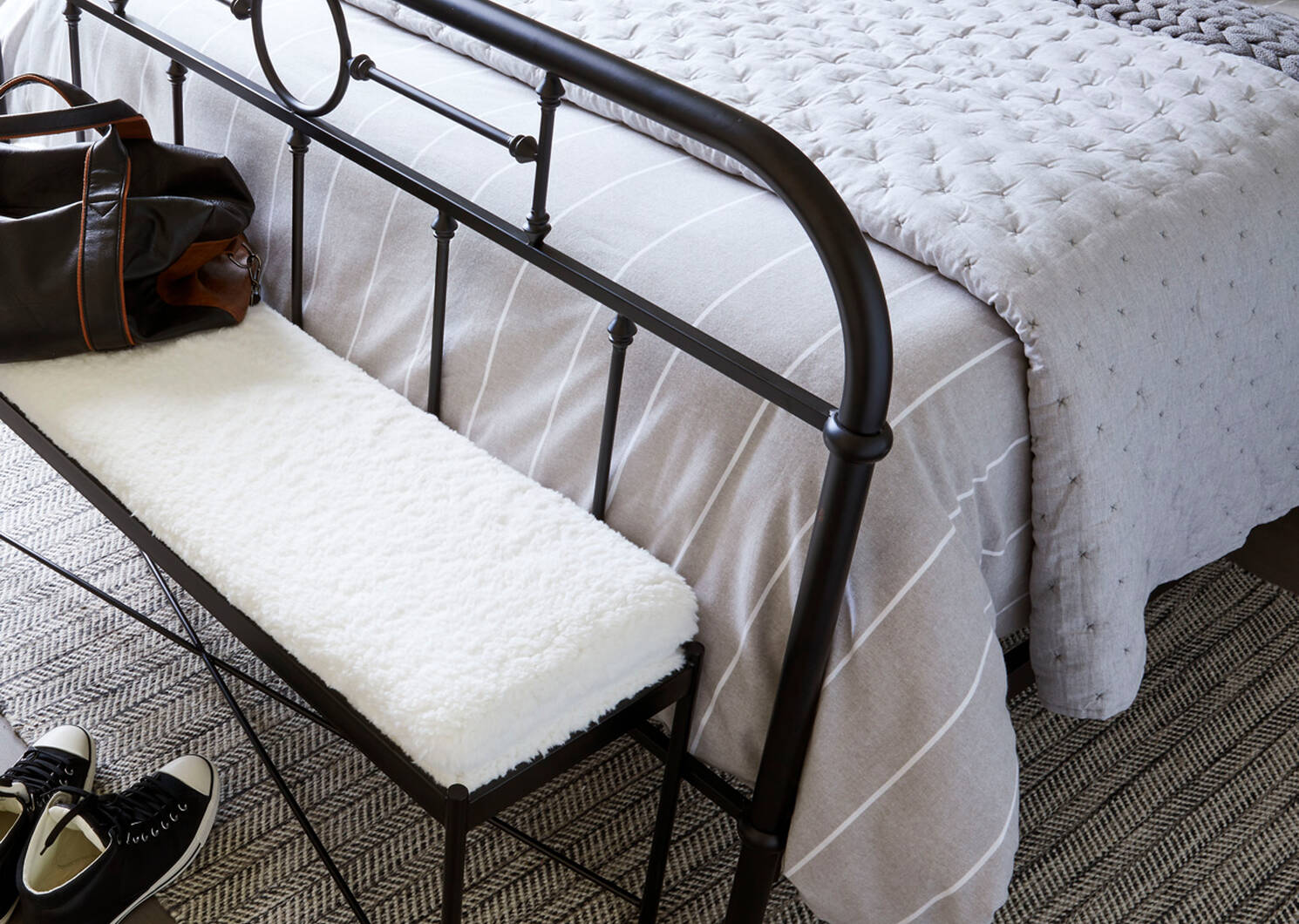 Palmas Striped Duvet Set Grey/White