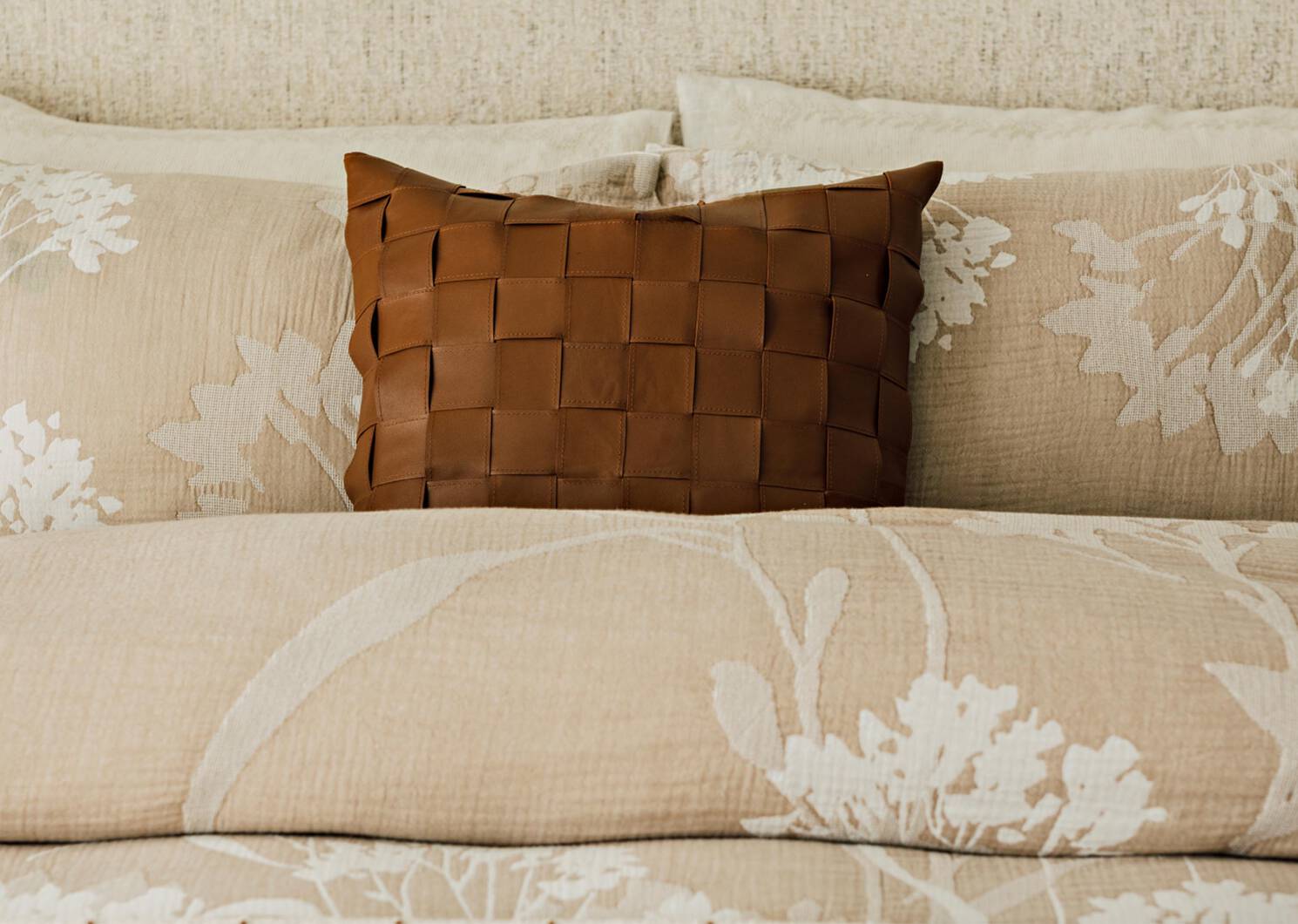 Quinn Leather Pillow 20x20 Cognac