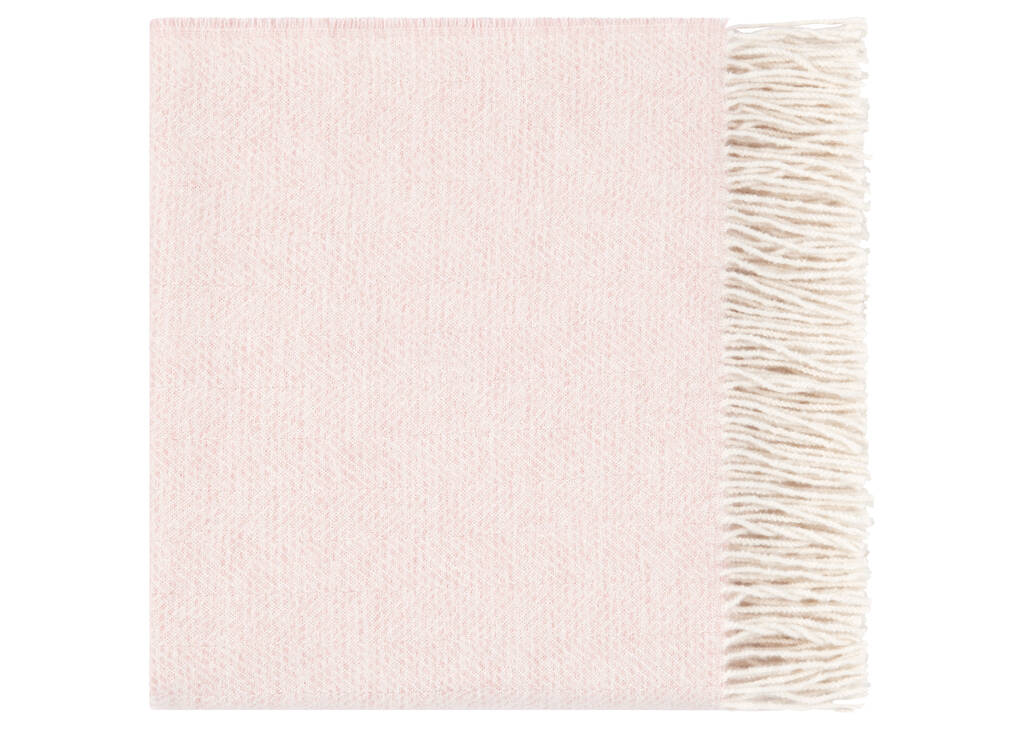 Bella Herringbone Throw Ivory/Pink
