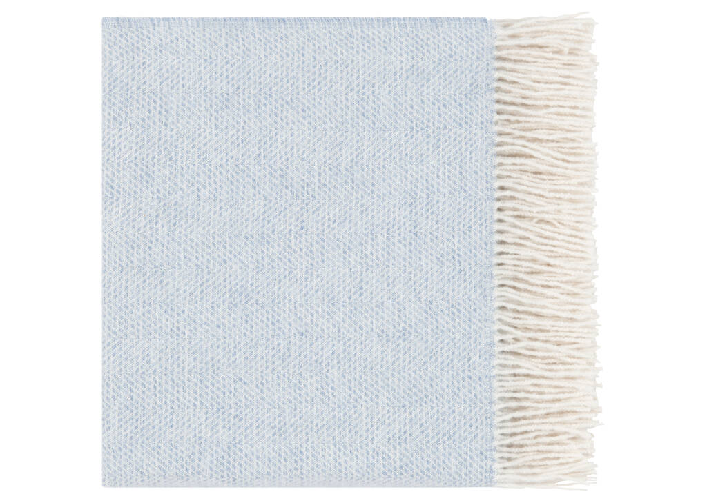 Bella Herringbone Throw Ivory/Blue