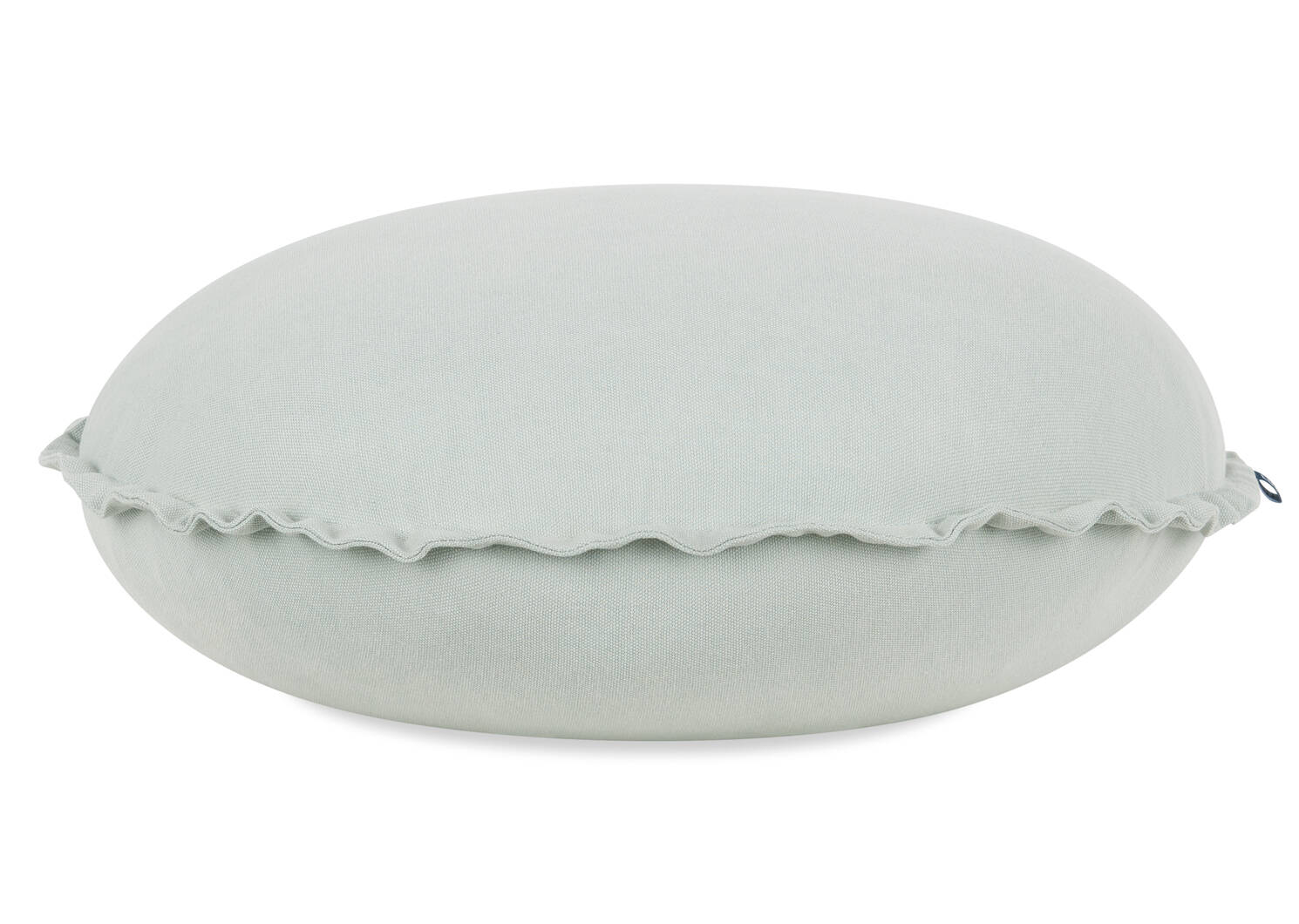 Coussin rond en coton Faria bleu glacé