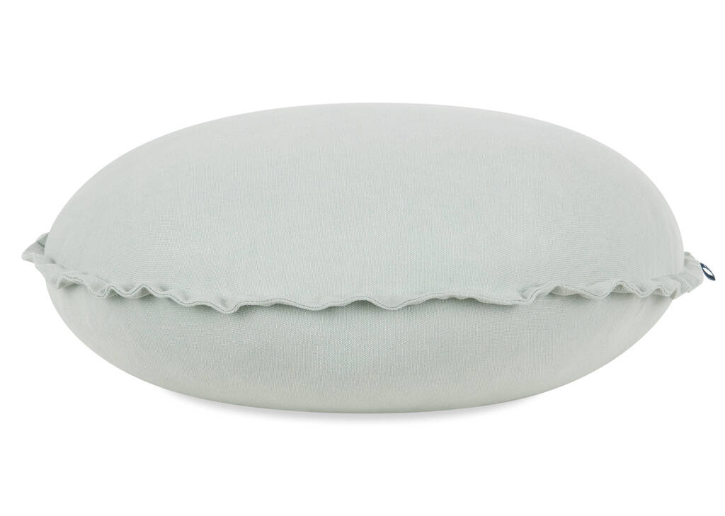 Coussin rond en coton Faria bleu glacé