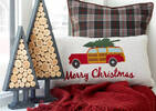 Woody Wagon Toss 12x22 Natural/Red
