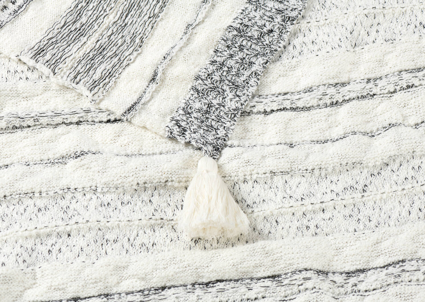 Rafe Cotton Striped Throw Ivory/Black