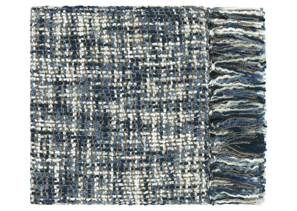 Jeté Betina blanc/bleu mer/marine