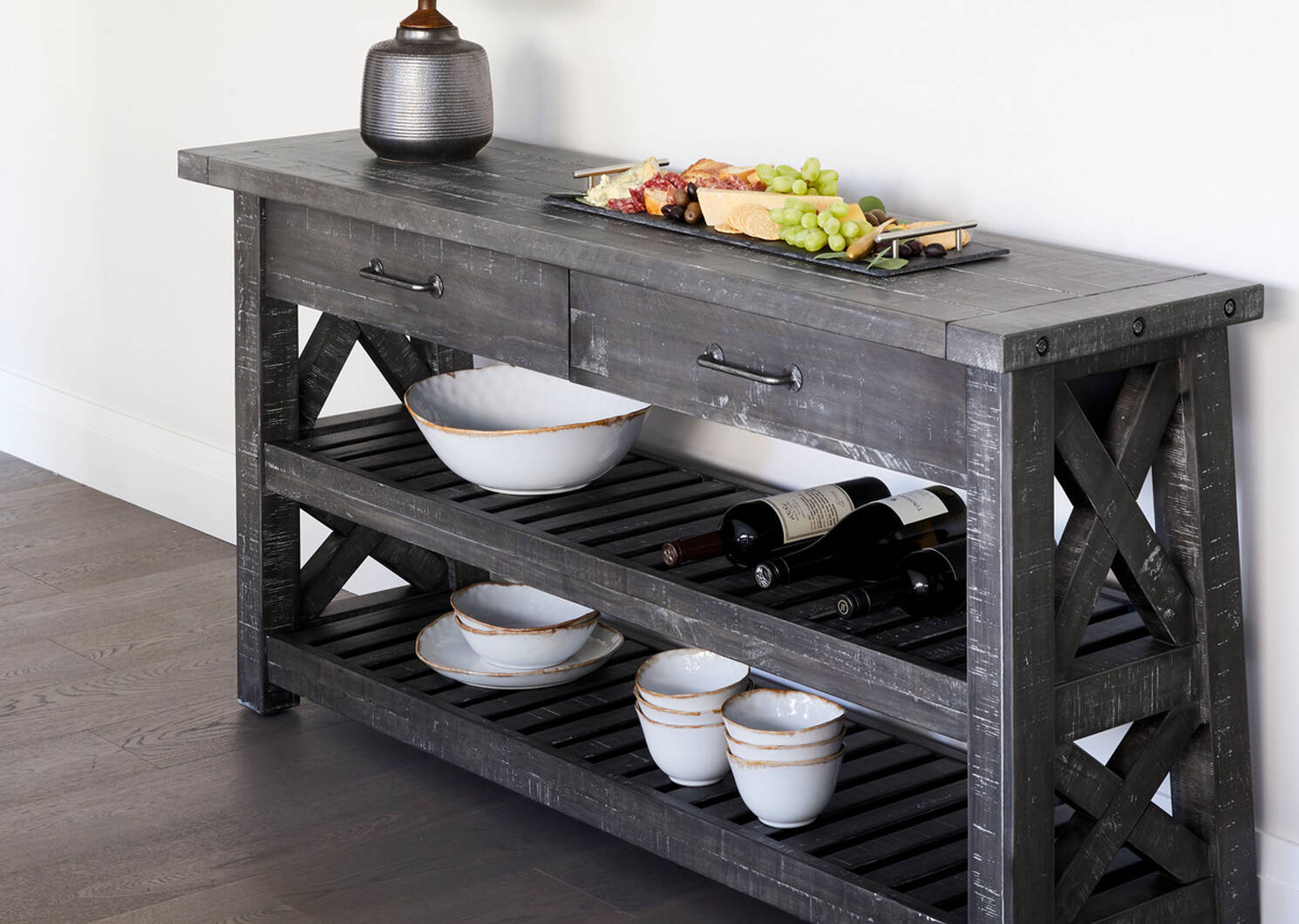 Ironside 2 Drawer Console Table -Smoke