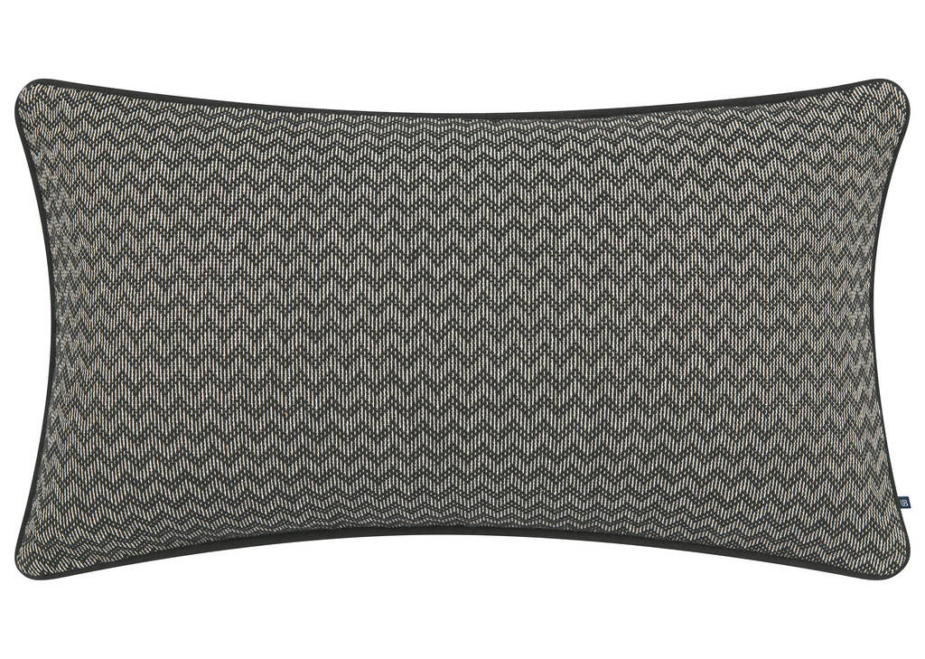 Faye Cotton Pillow 14x24 Black/Ivory