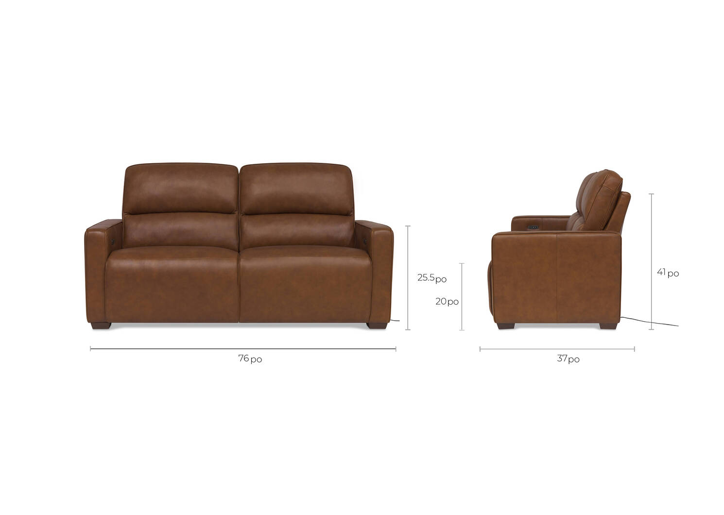 Reese Leather Reclining Sofa -Arlo Rum