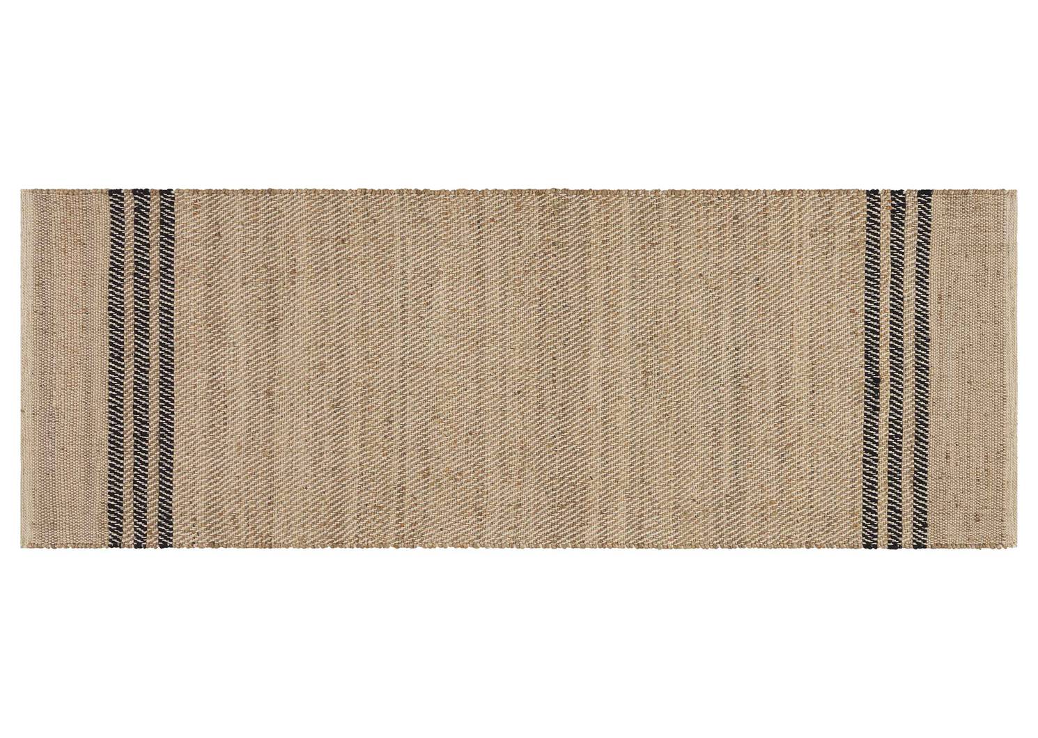 Tapis de couloir Avalon 30x84 jute/noir